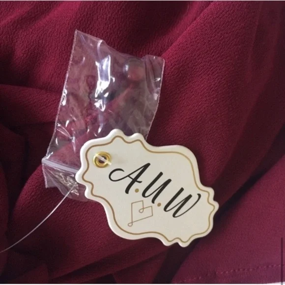 A.U.W. Red Burgundy Cut Out Shoulders Dress Red Size S - Picture 4 of 7